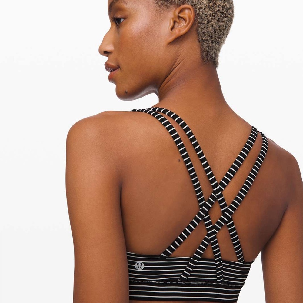 Lululemon Longline Energy Bra - Black and White Stripe